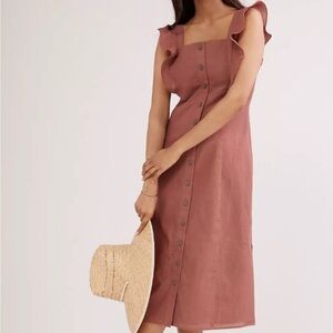 Anthropologie Linen Midi Dress